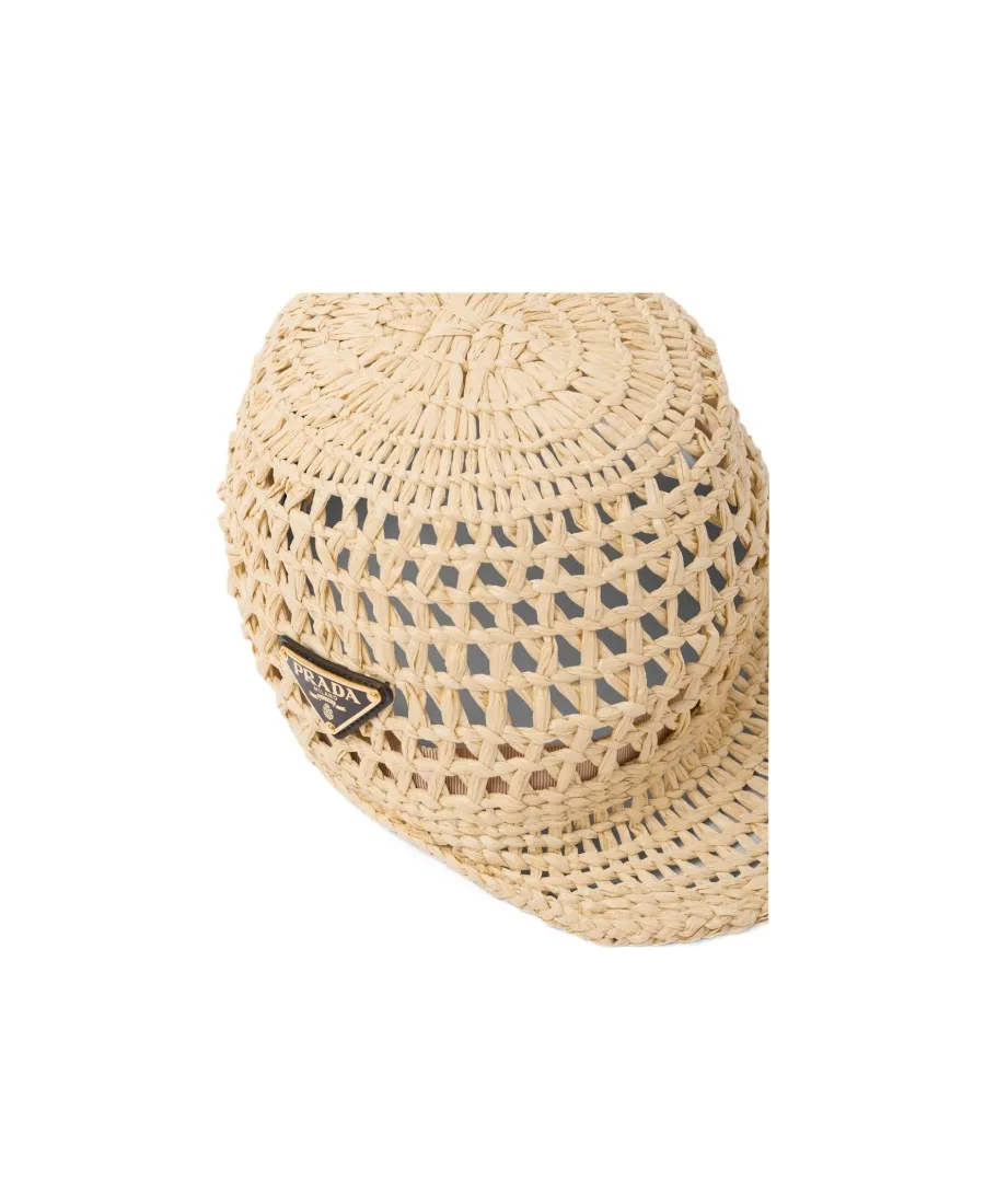 Triangle Logo Woven Raffia Hat