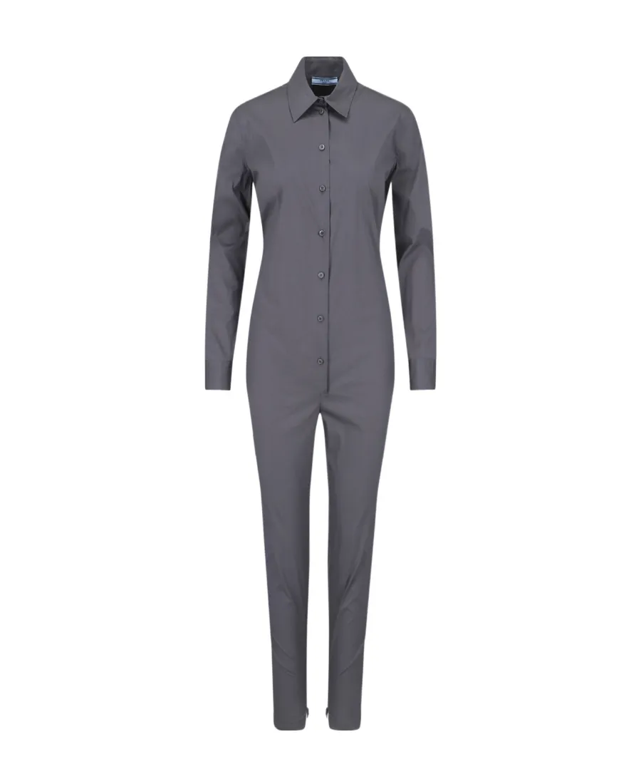 Long-Sleeved Buttoned Jumpsuit