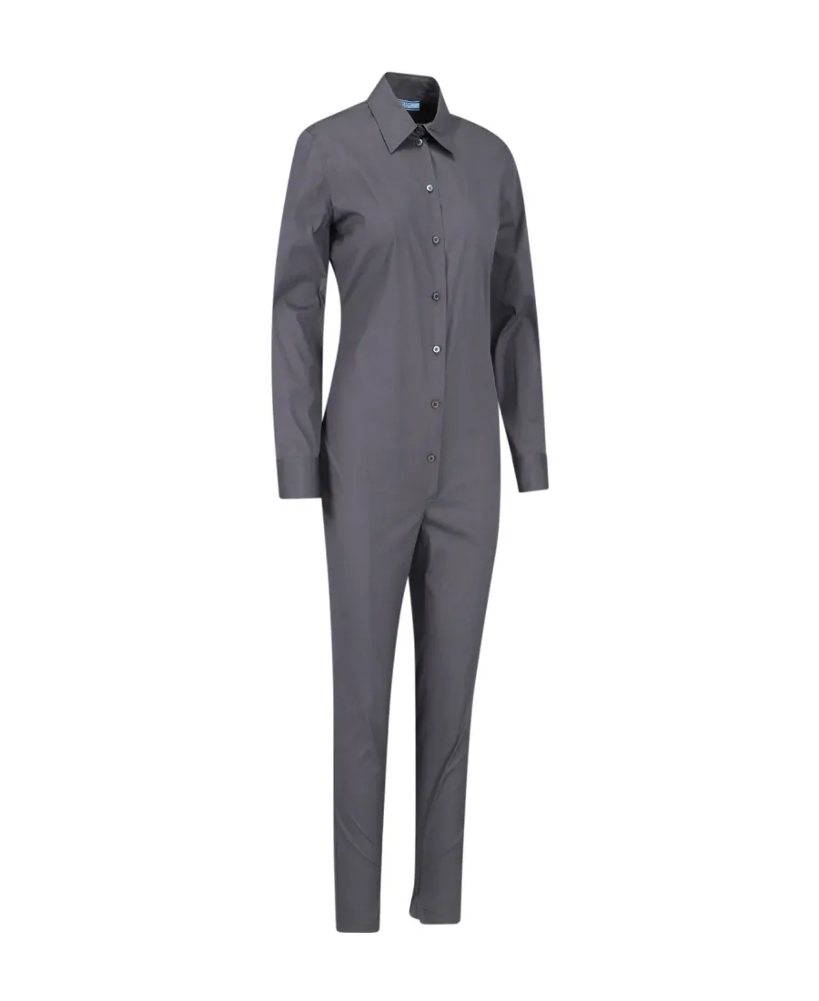 Long-Sleeved Buttoned Jumpsuit