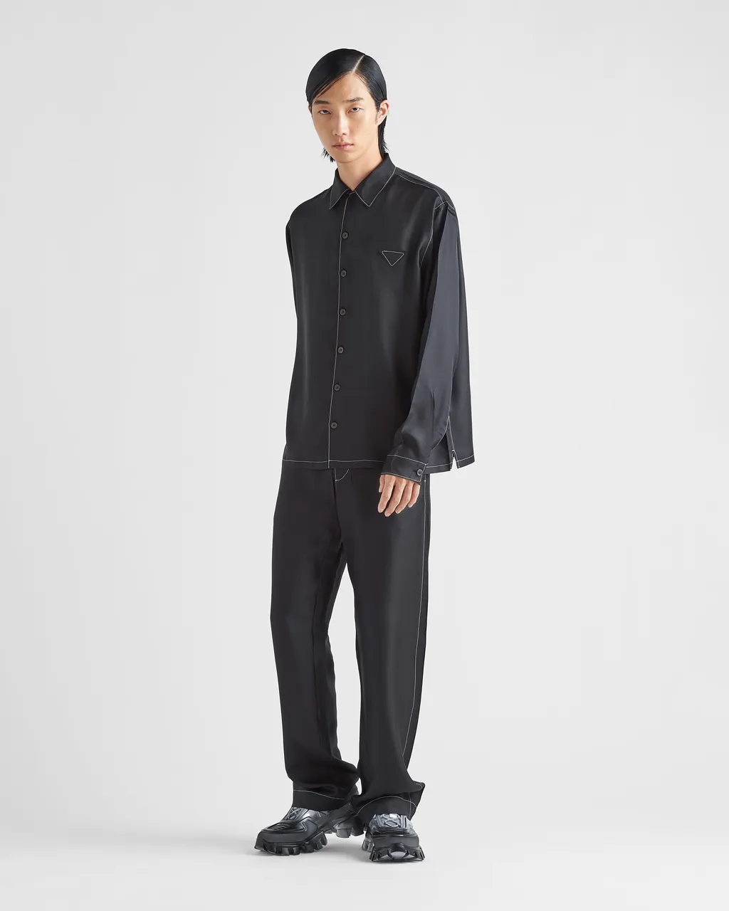 Logo Patch Straight Leg Trousers