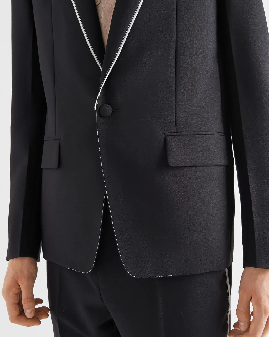 Contrasted Trim Single Breasted Jacket