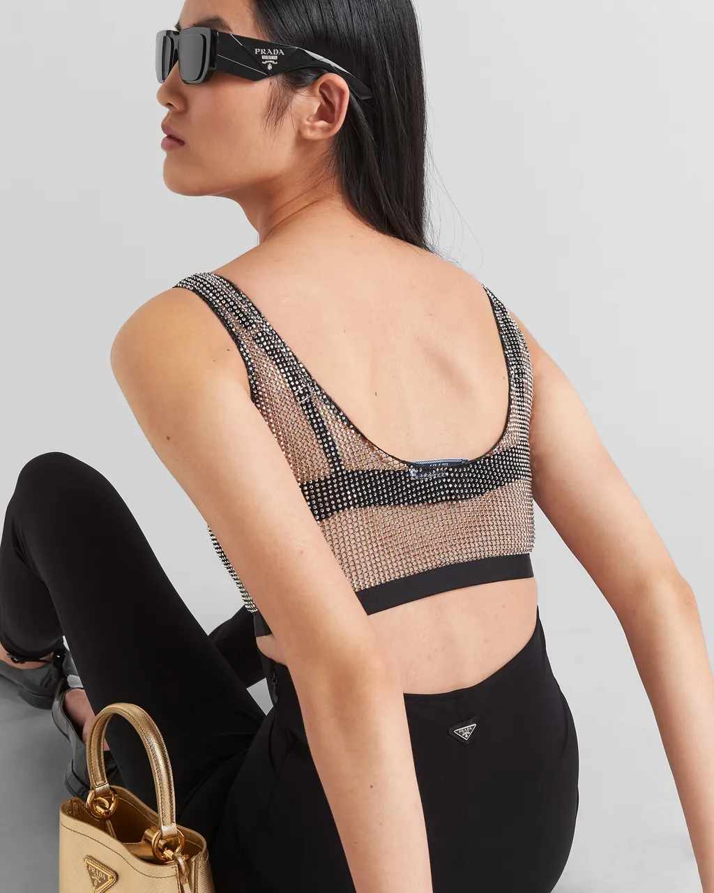 Embellished Mesh Cropped Top