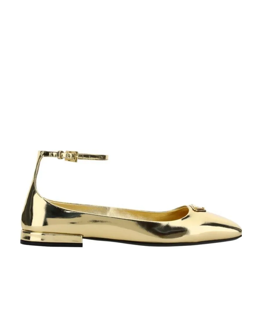 Metallic Leather Ballerinas
