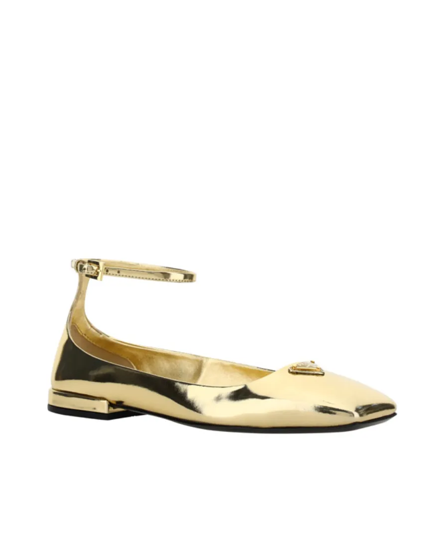 Metallic Leather Ballerinas