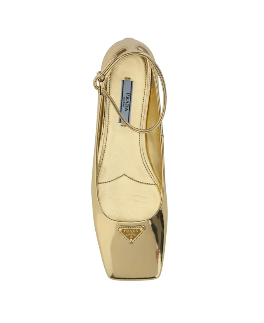 Metallic Leather Ballerinas