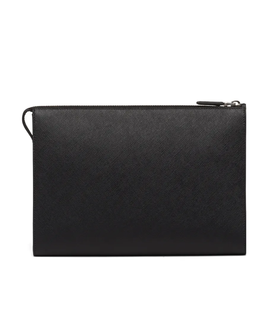 Logo Plaque Zipped Clutch Bag