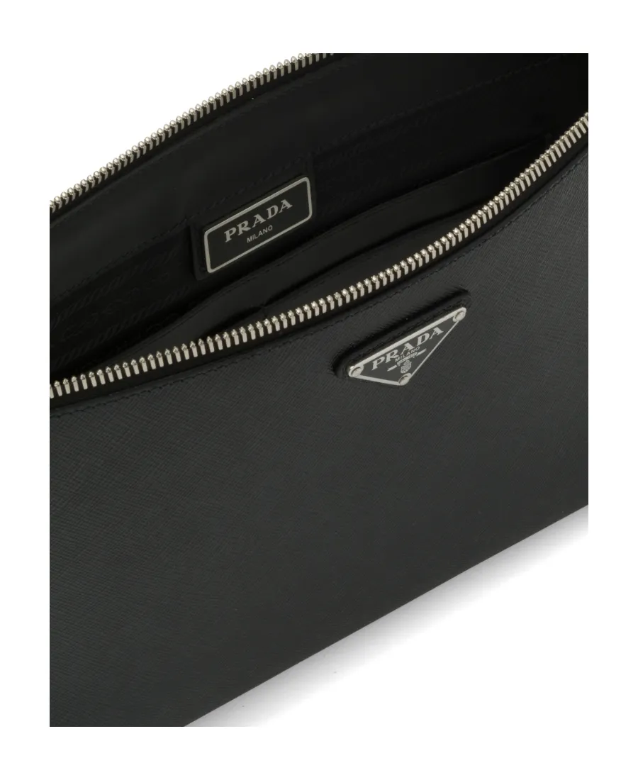 Logo Plaque Zipped Clutch Bag