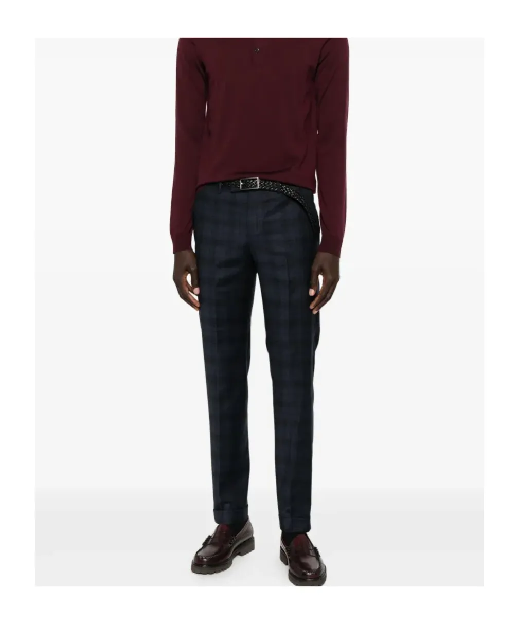 Checked Straight-Leg Trousers