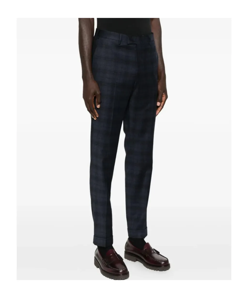 Checked Straight-Leg Trousers