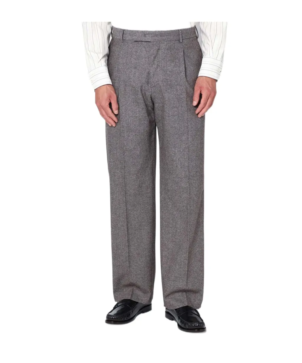 Herringbone Pleated Trousers