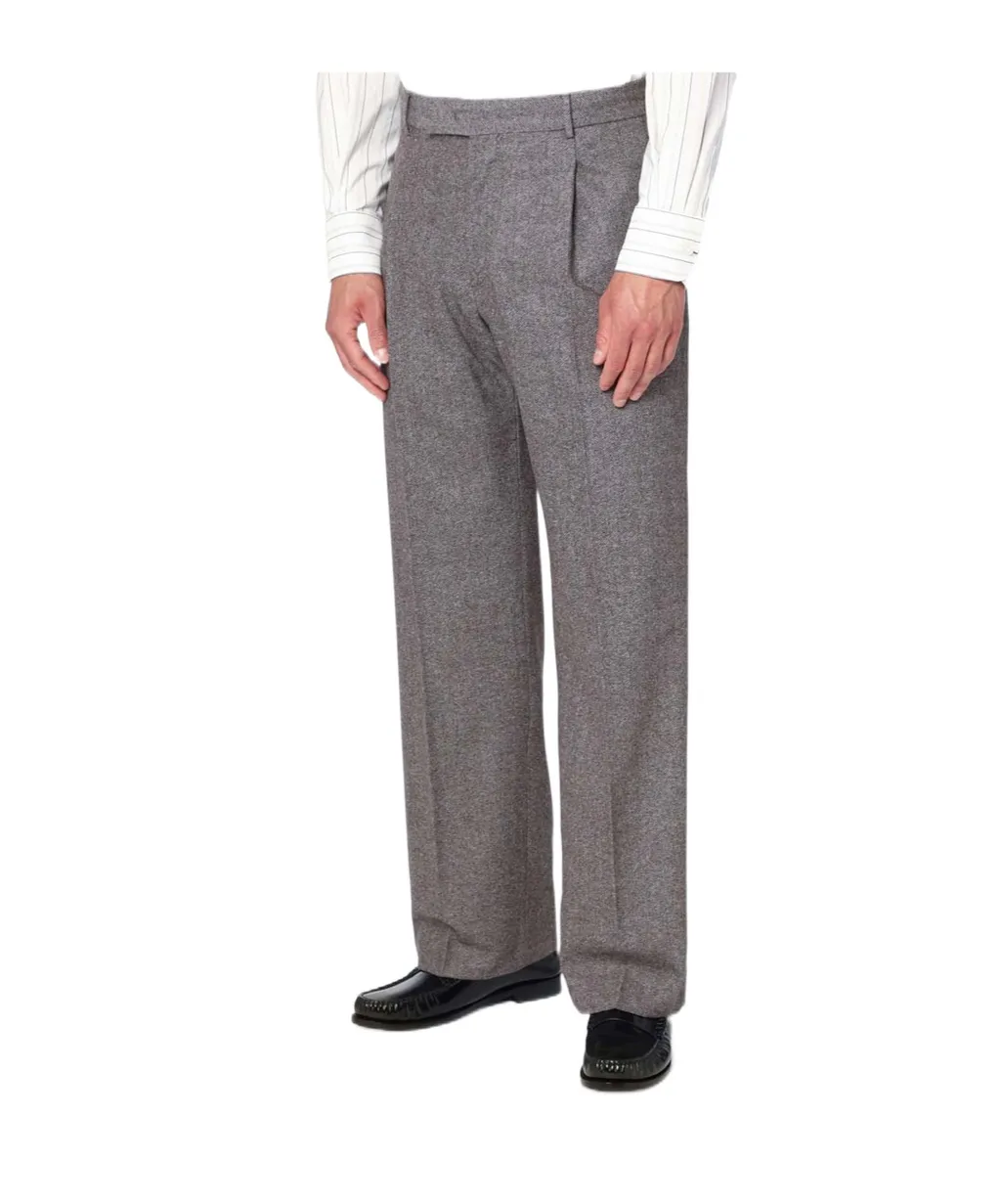 Herringbone Pleated Trousers