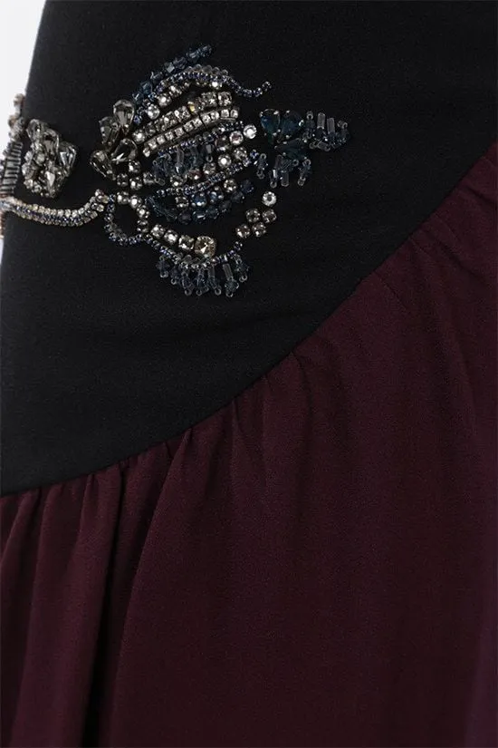 Skirt Decorated With Crystal And Floral Patterns