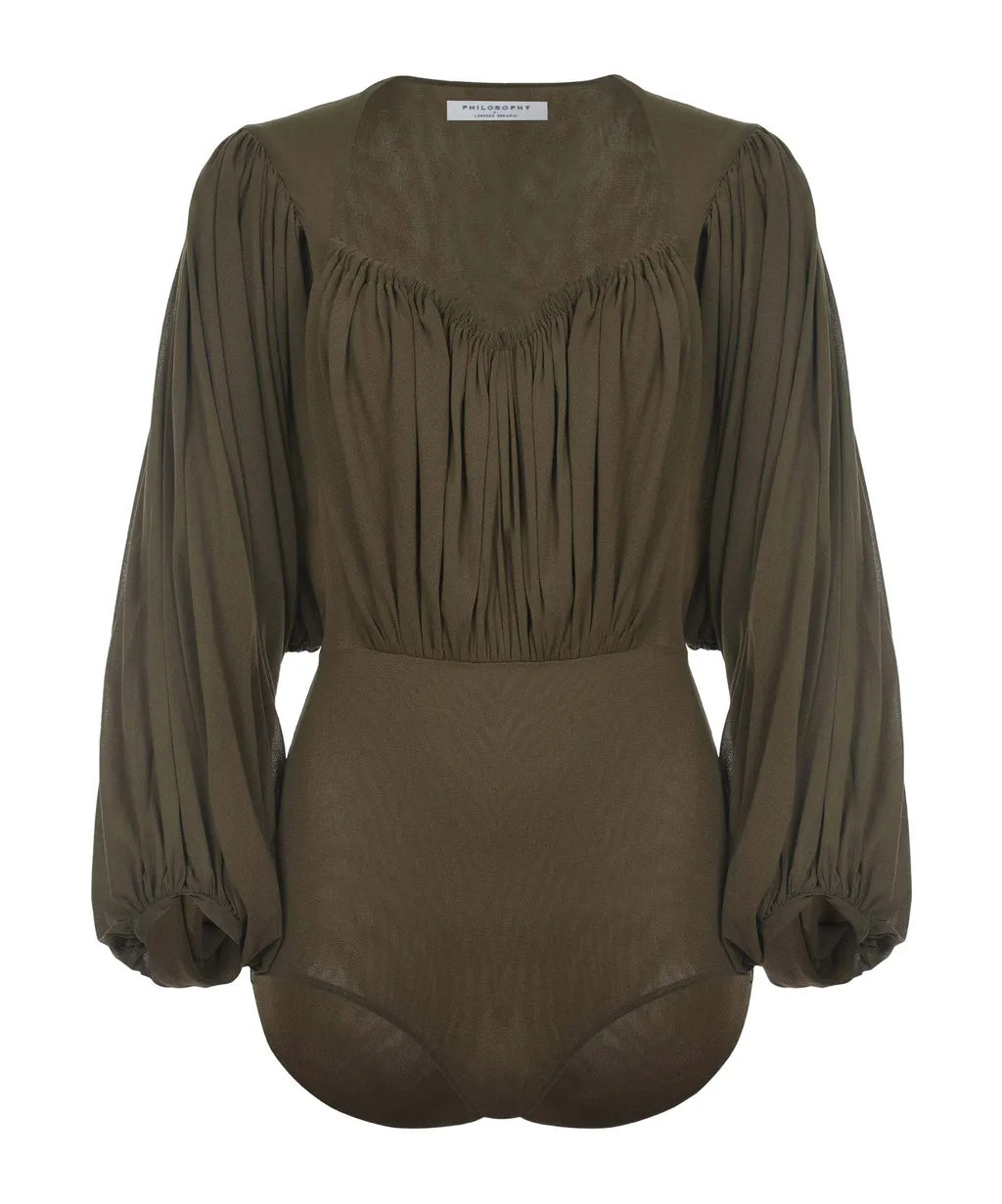 Scoop Neck Draped Bodysuit