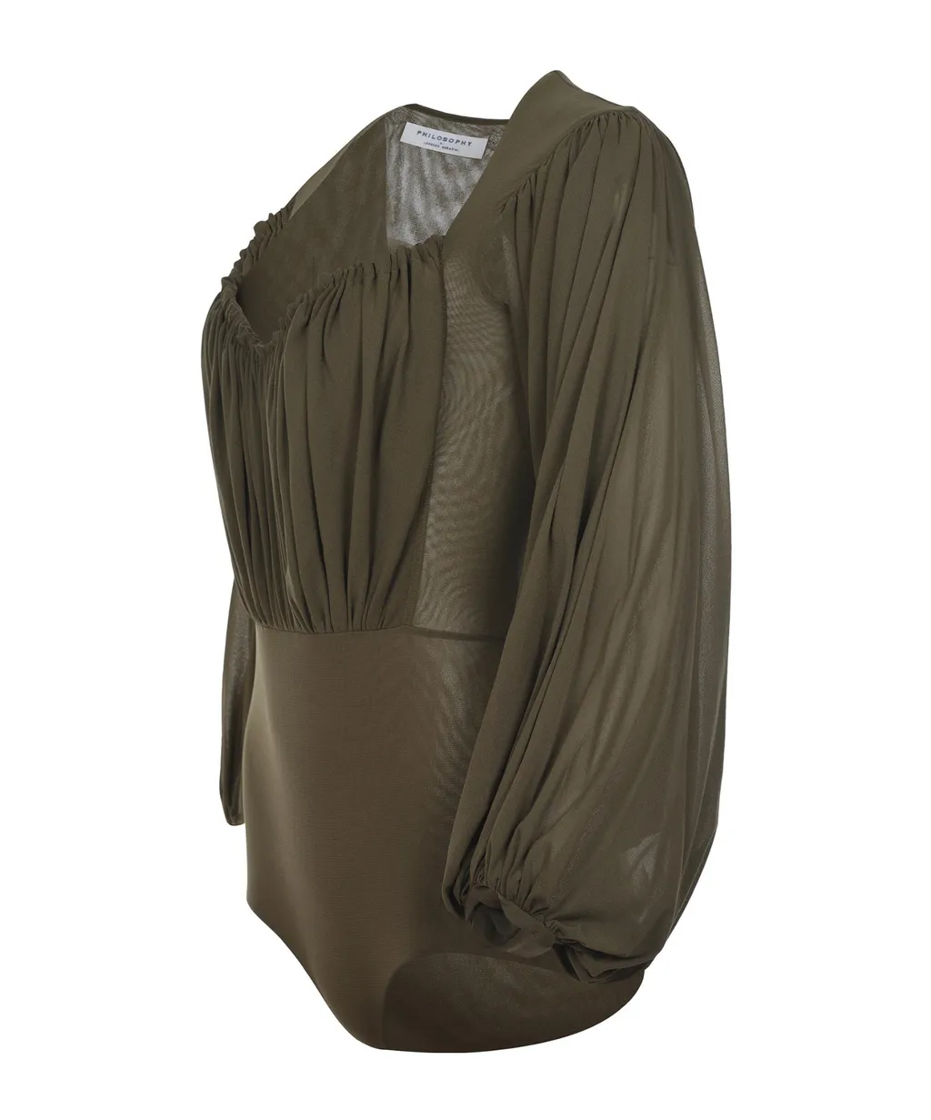 Scoop Neck Draped Bodysuit