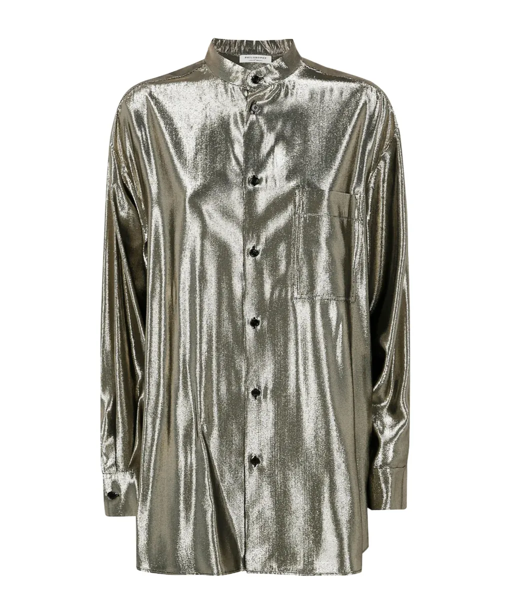 Long-Sleeved Shirt With Upright Collar