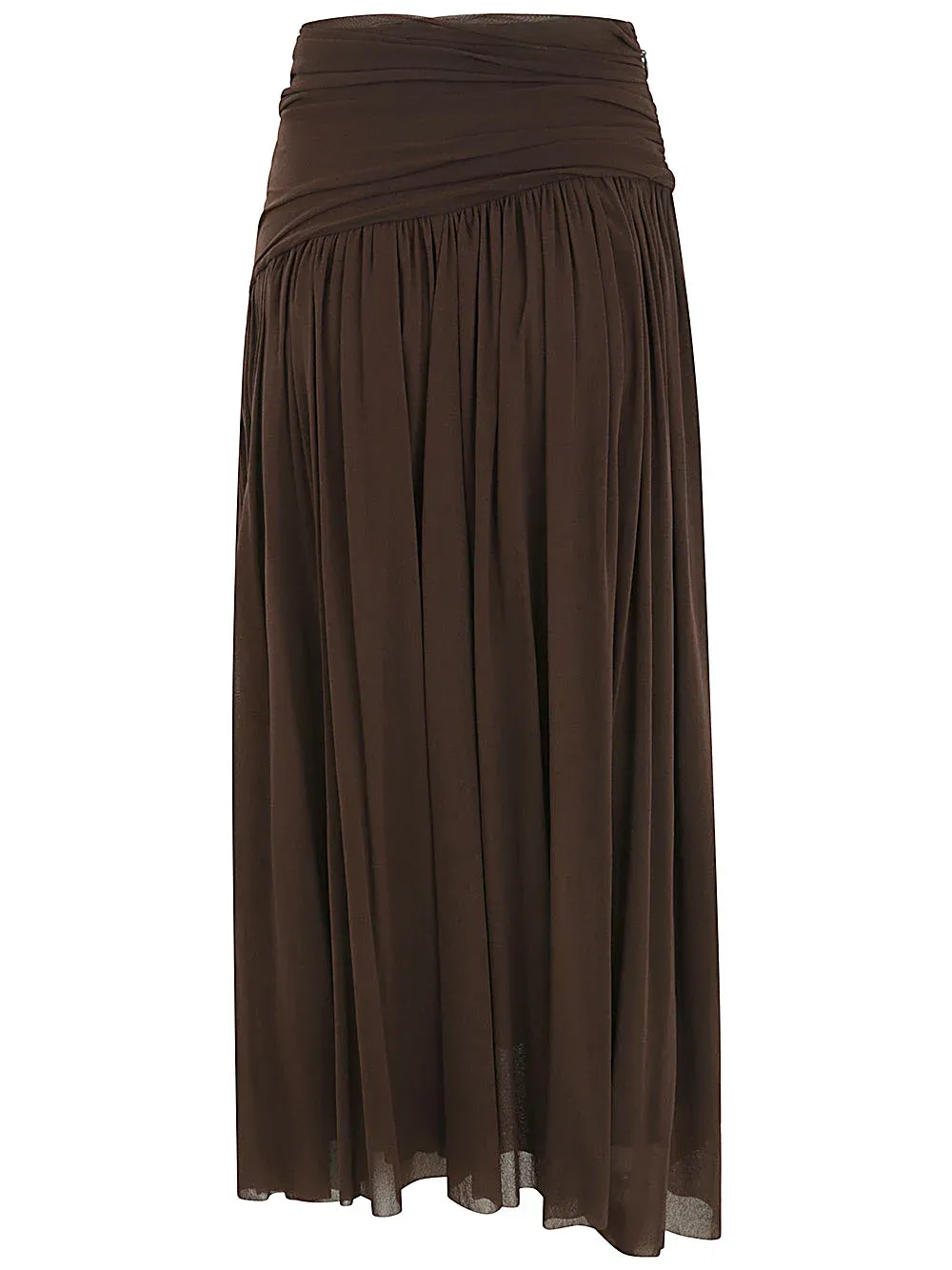 Draped-Detail Pleated Asymmetric Skirt