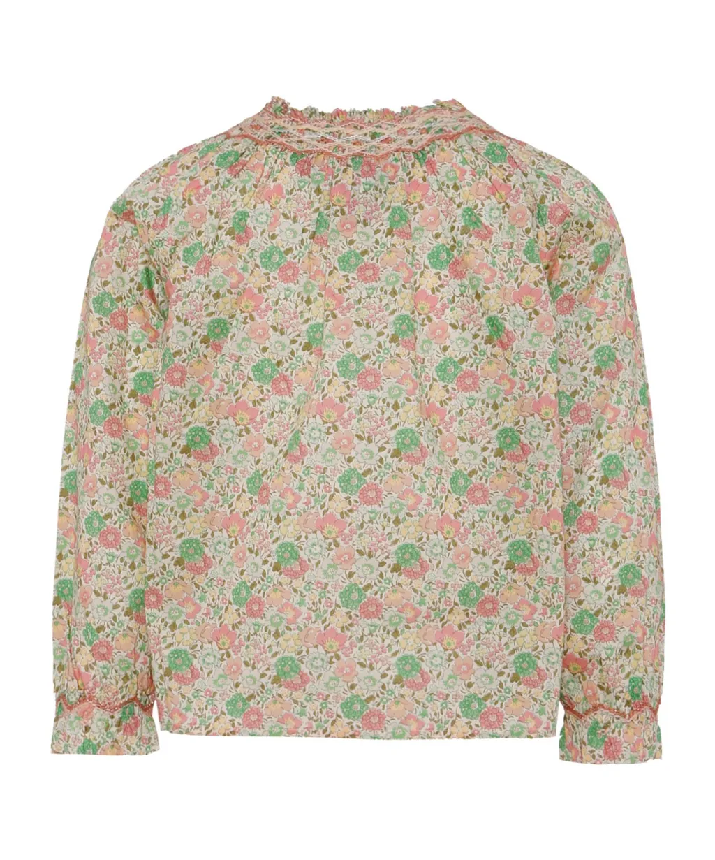 Floral-Print Ruffled Blouse