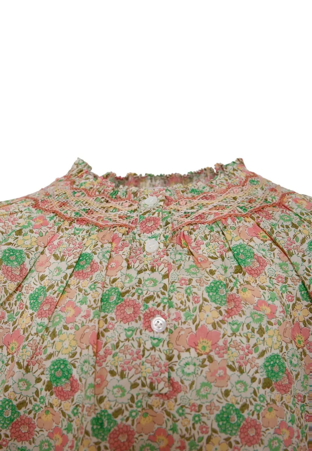 Floral-Print Ruffled Blouse