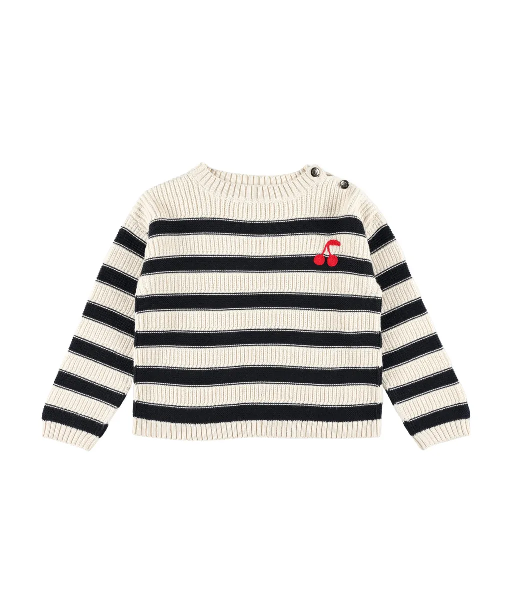Cherry Embroidered Striped Jumper