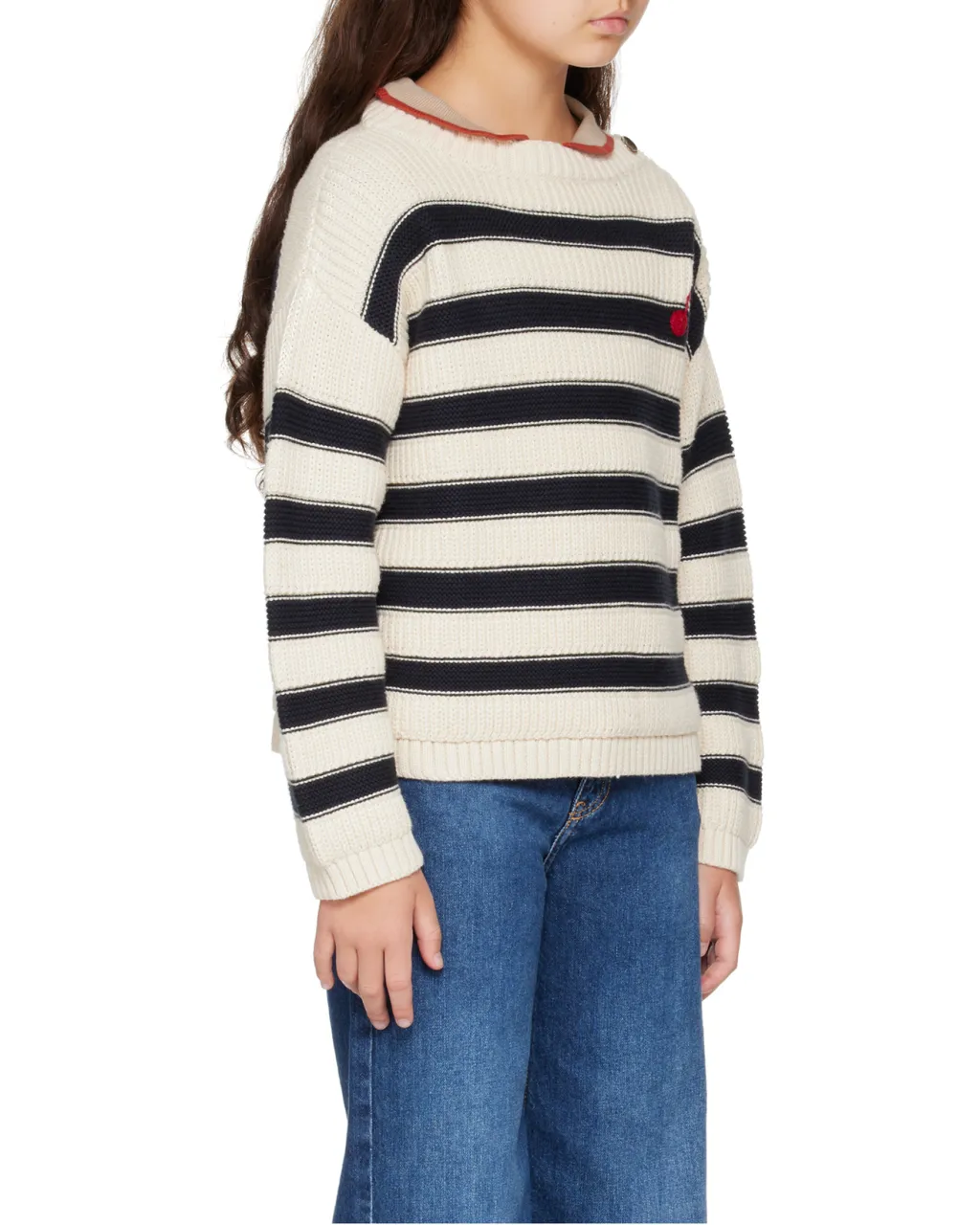 Cherry Embroidered Striped Jumper