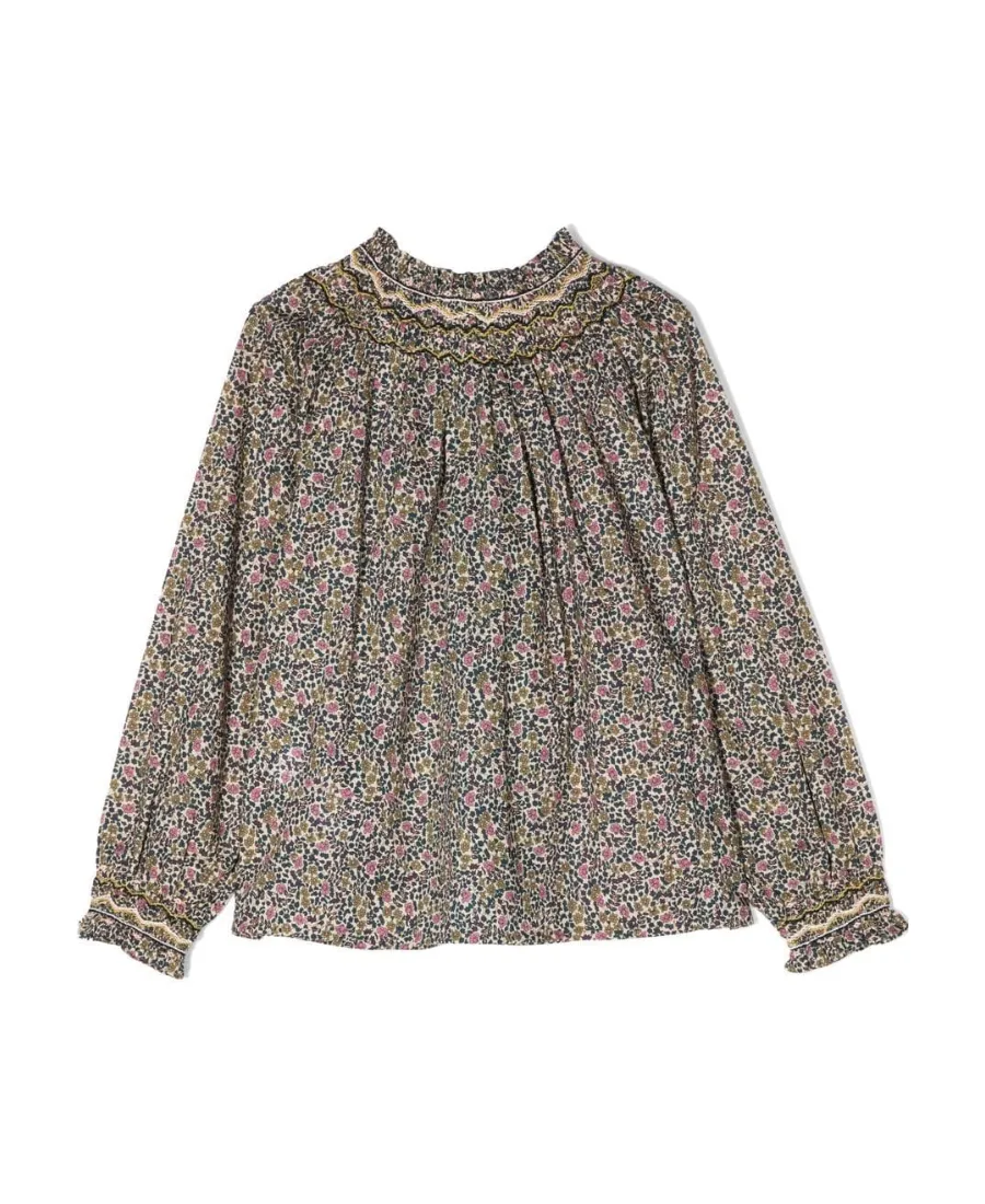 Floral-Print Wide-Sleeved Blouse