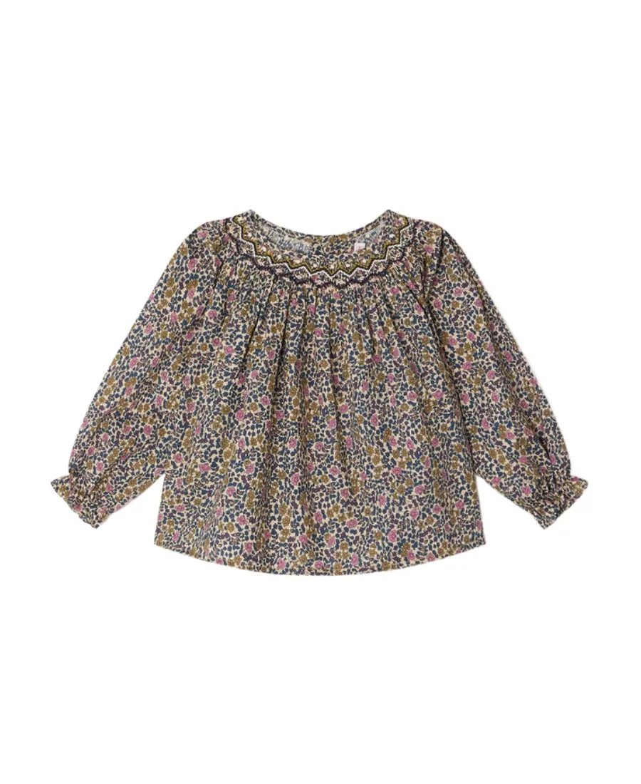 Floral-Print Long-Sleeve Blouse
