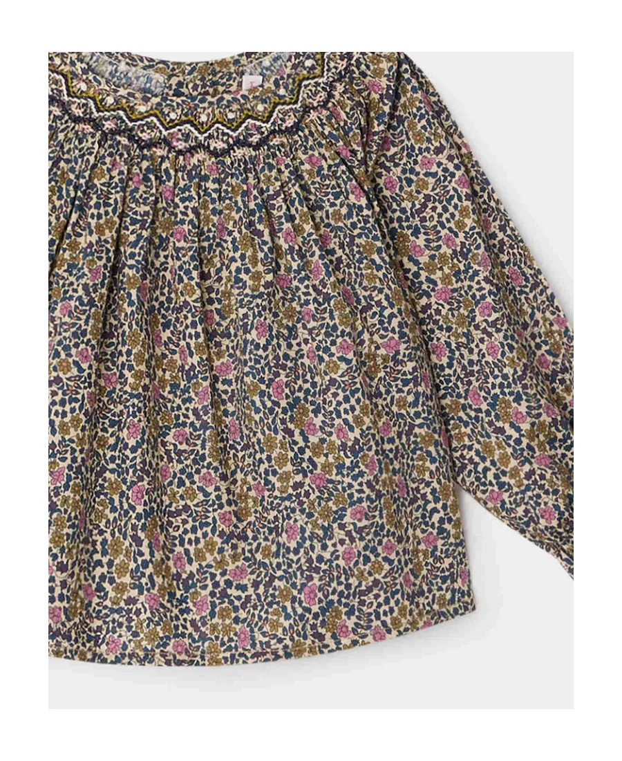 Floral-Print Long-Sleeve Blouse