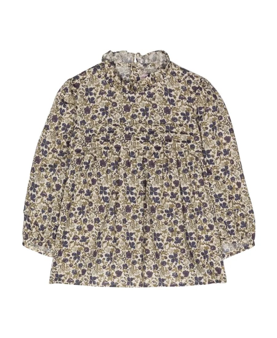 Floral-Printed Ruffled-Trim Blouse