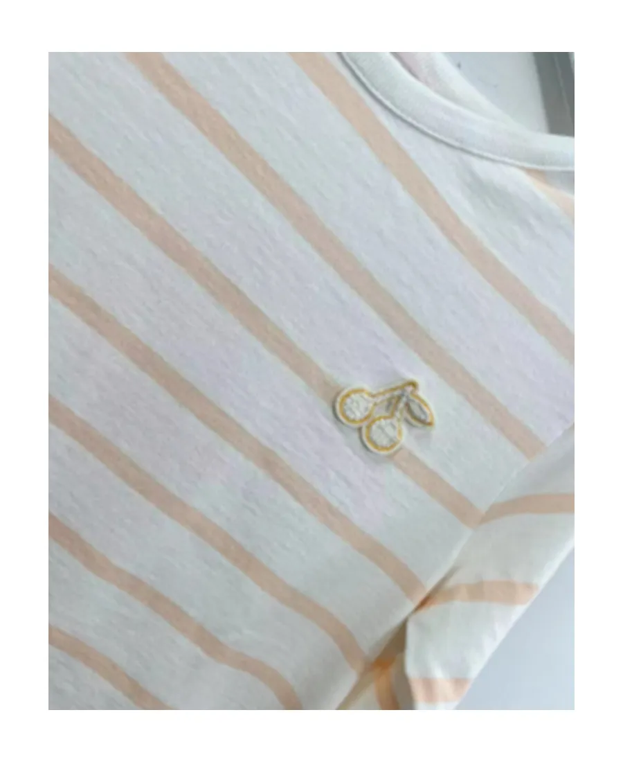 Embroidered-Cherry Striped Top