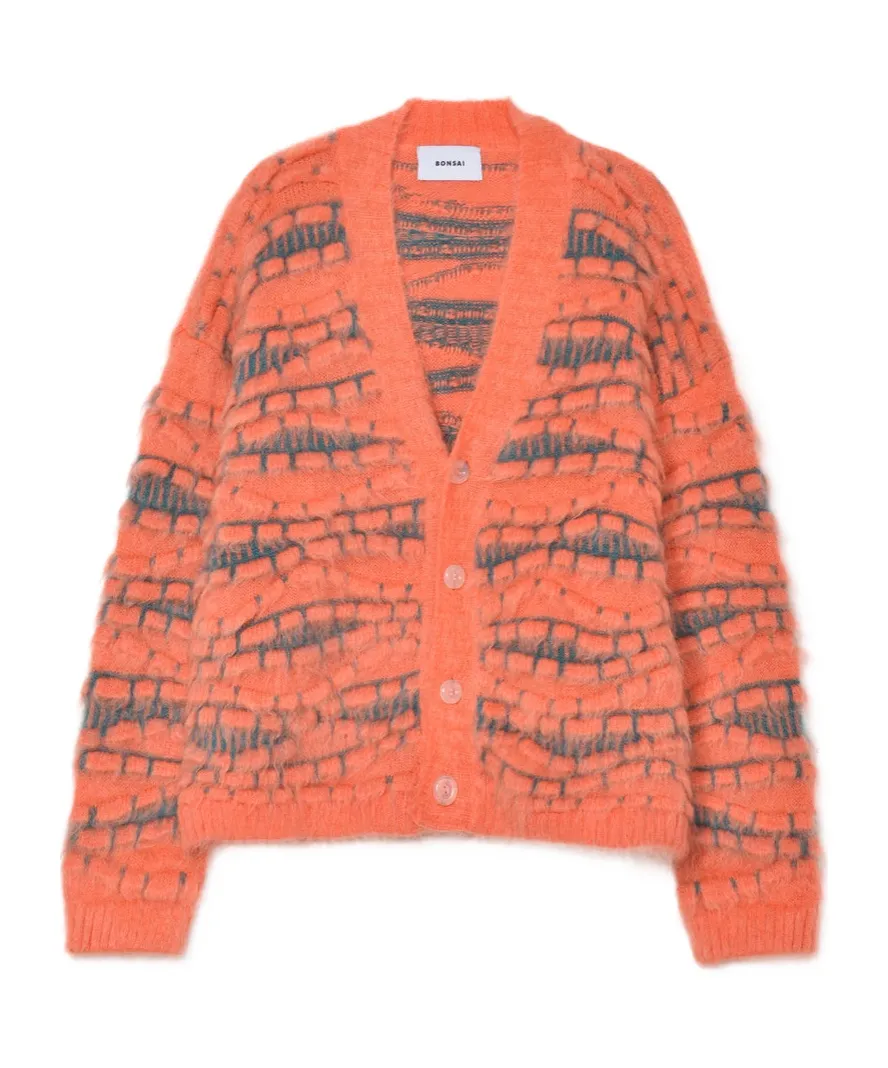 3D Mohair Cardigan Sweater