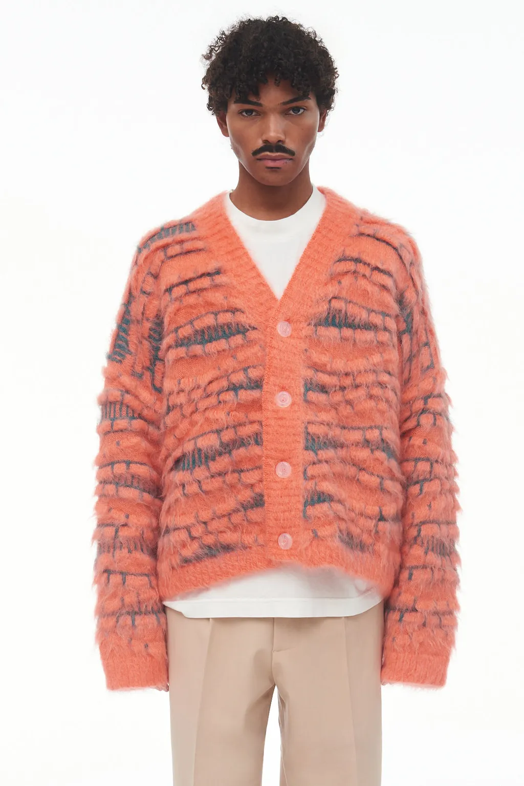 3D Mohair Cardigan Sweater