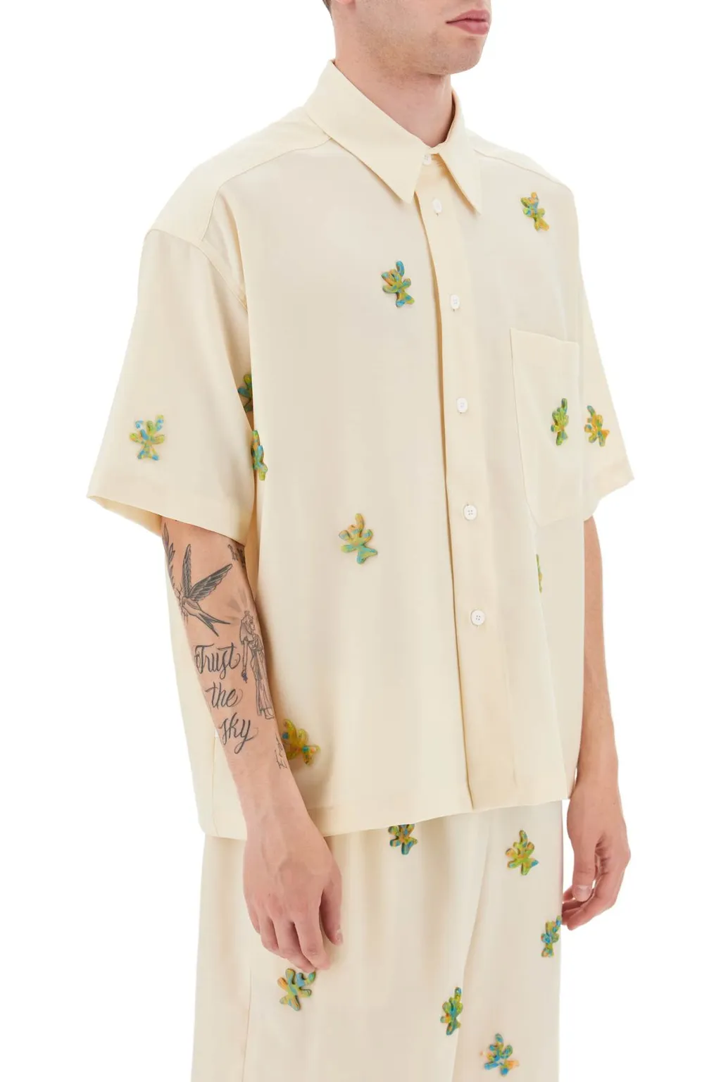 Appliqué-Detailing Virgin Wool Shirt
