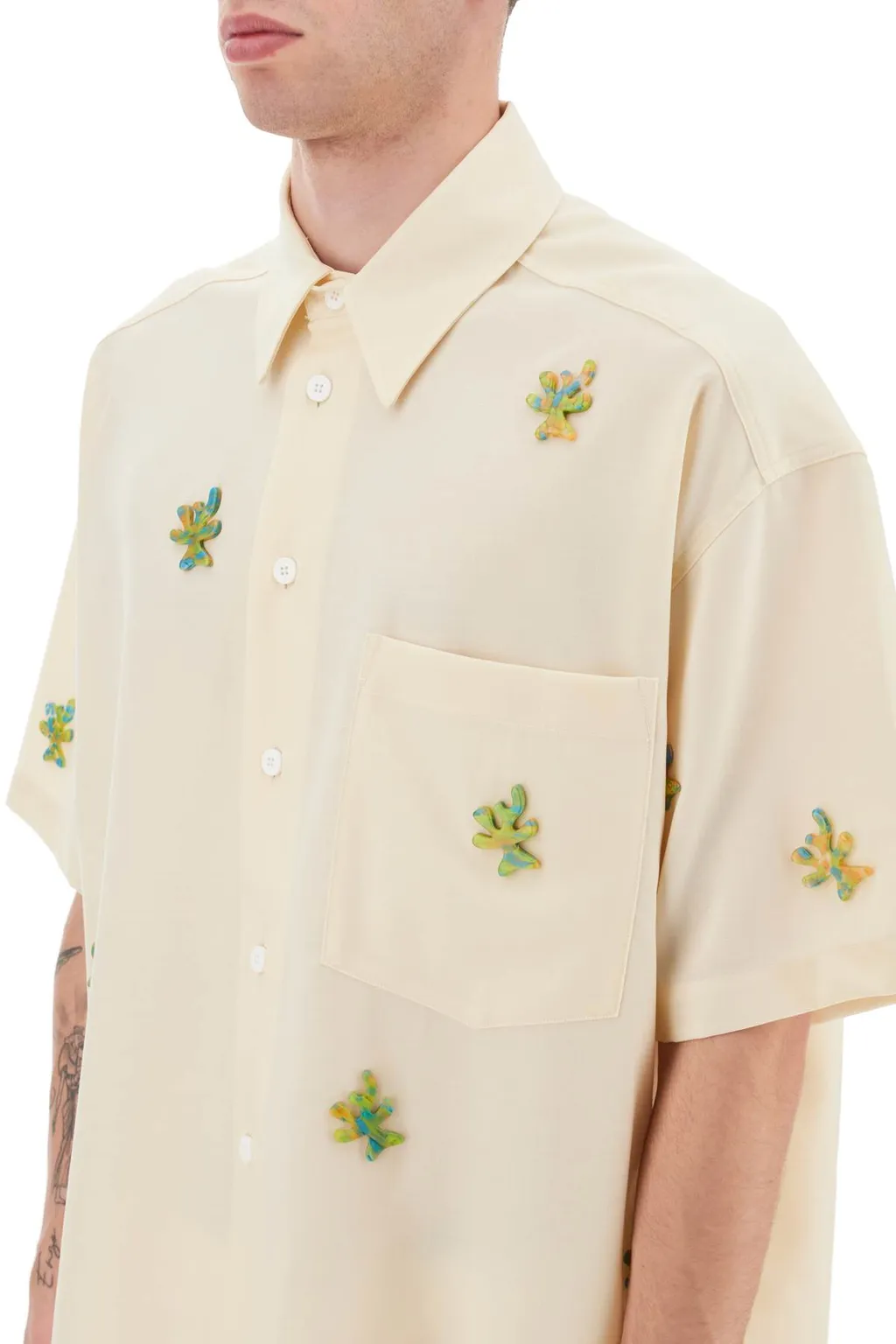 Appliqué-Detailing Virgin Wool Shirt