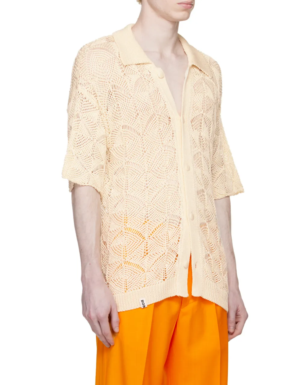 Short-Sleeved Buttoned Knitted Cardigan