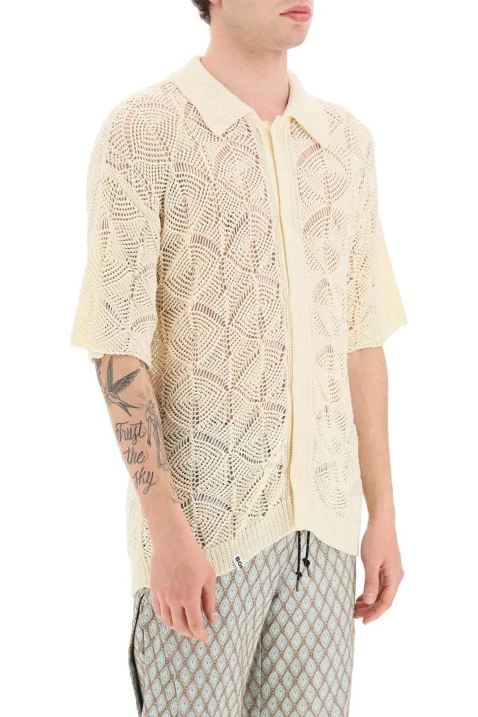 Short-Sleeved Buttoned Knitted Cardigan