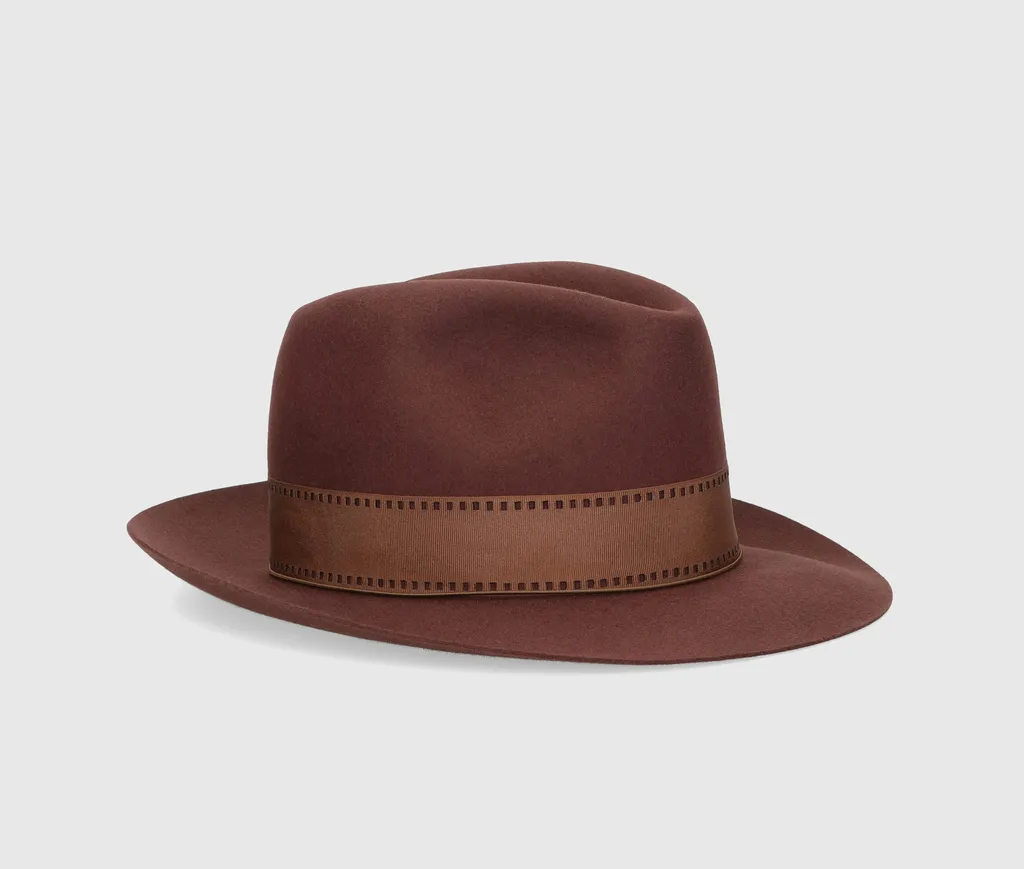 Stitched-Ribbon Fedora Hat