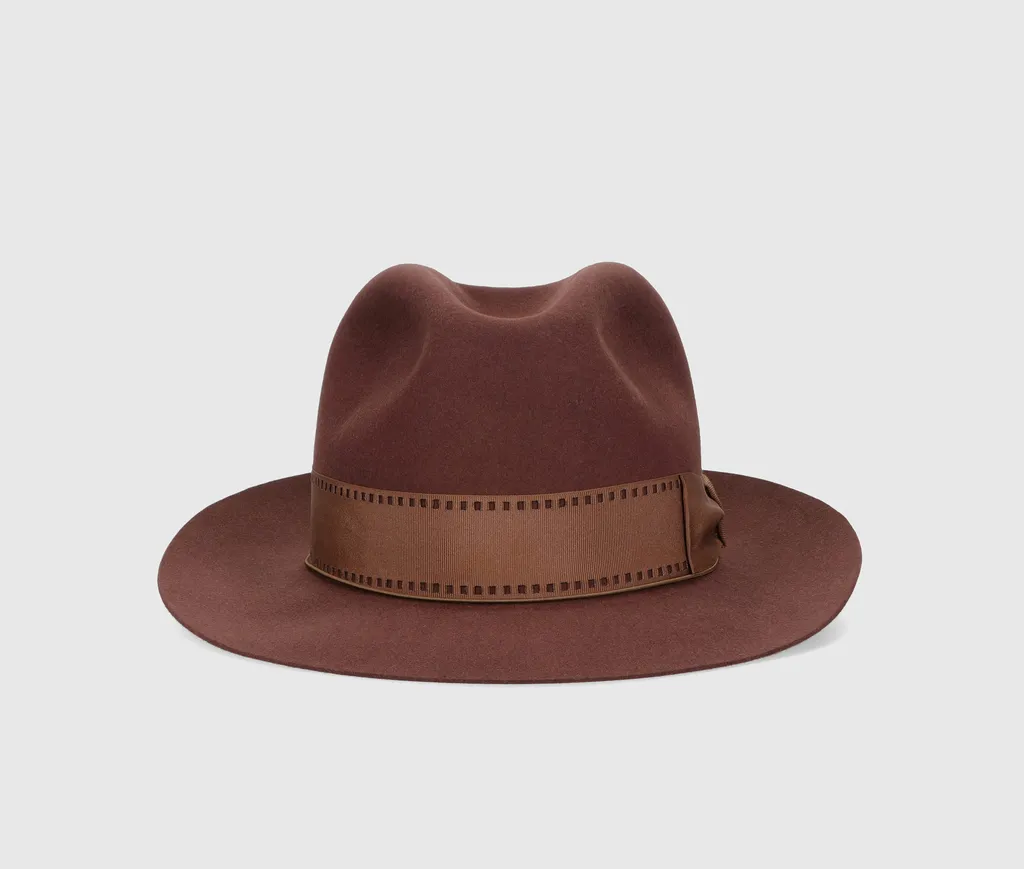 Stitched-Ribbon Fedora Hat