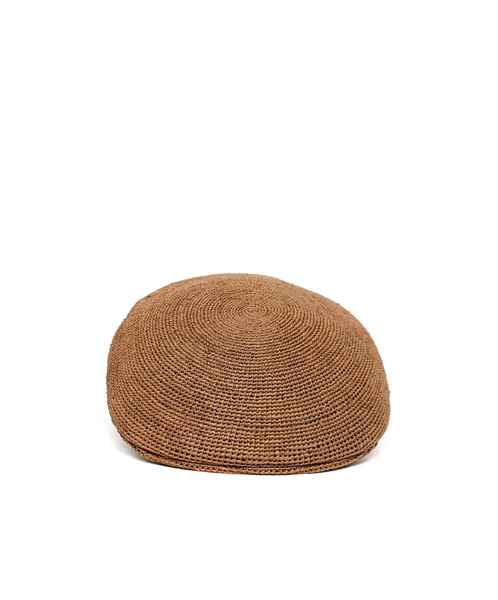 Rafia Crochet Flat Beret Hat