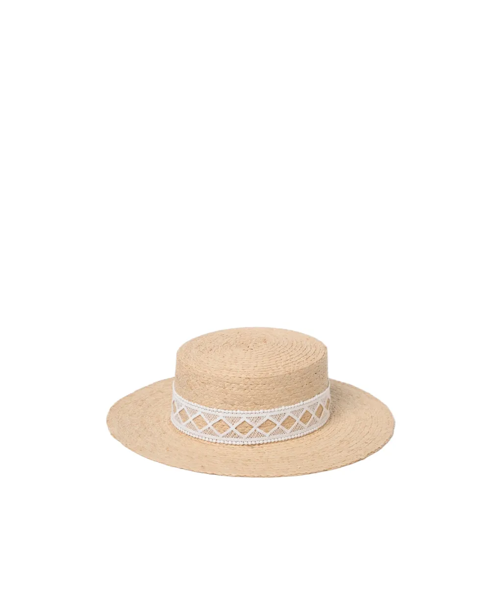 Boater Hat With Ribbon Detail