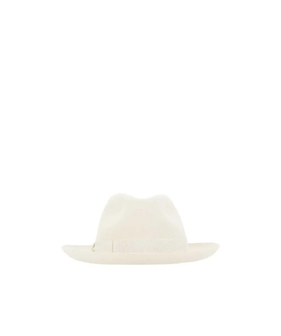 Ribbon-Trimmed Wide-Brim Fedora Hat