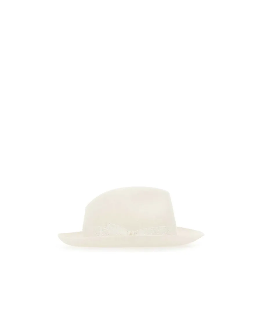 Ribbon-Trimmed Wide-Brim Fedora Hat