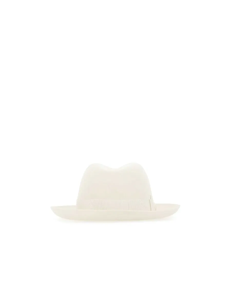 Ribbon-Trimmed Wide-Brim Fedora Hat