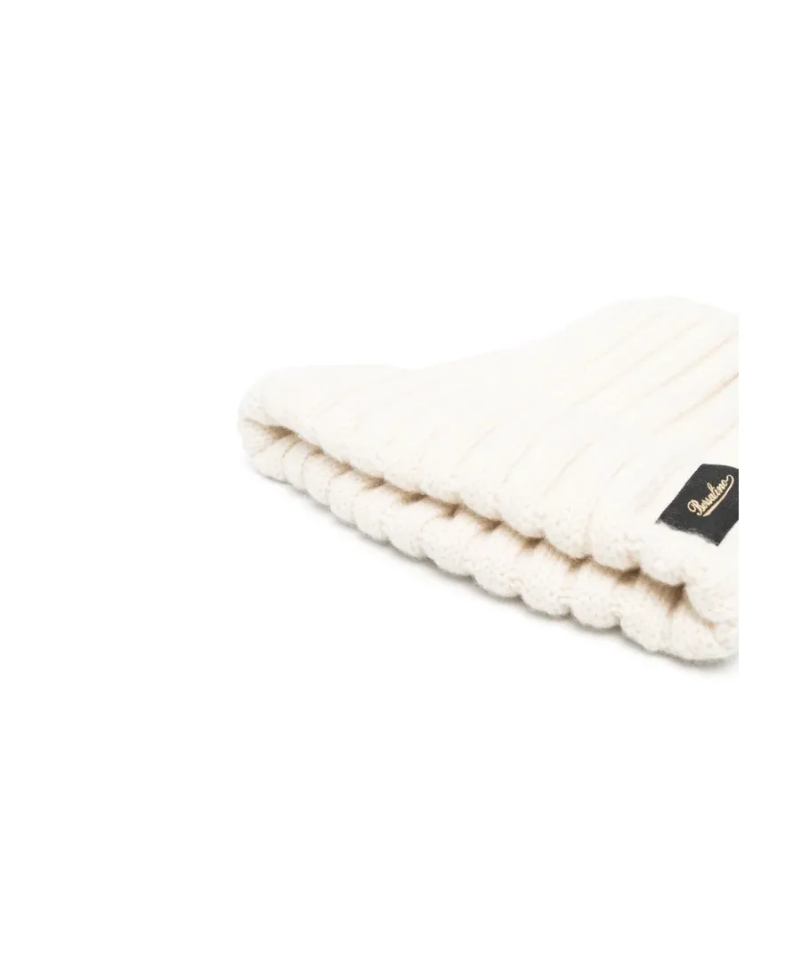 Ribbed Cashmere Beanie With Logo Patch