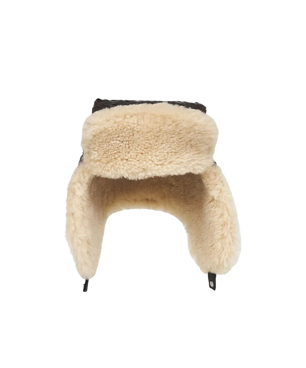 Intrecciato Leather Aviator Hat