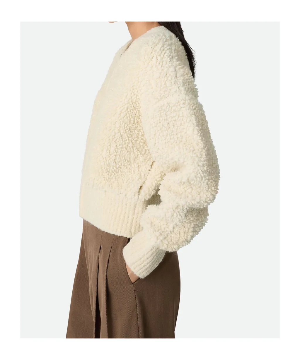 Wool Loop And Rib Cardigan