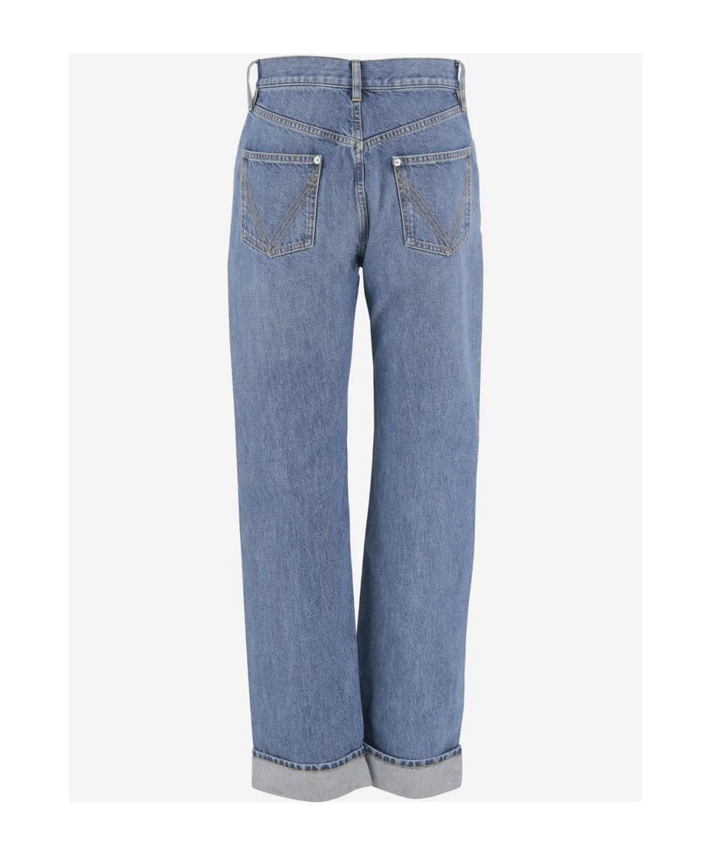 Turn-Up Hem Denim Trousers
