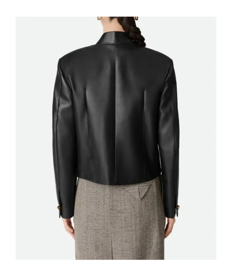 Knot Detailed Leather Blouson