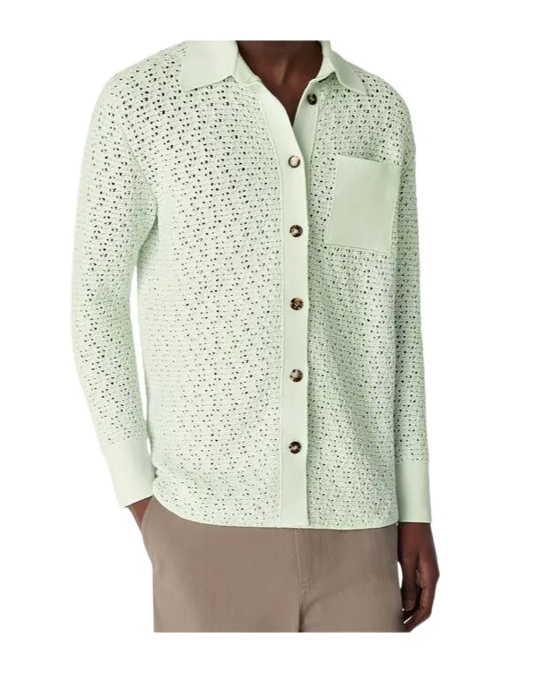 Cotton Crochet Knit Shirt