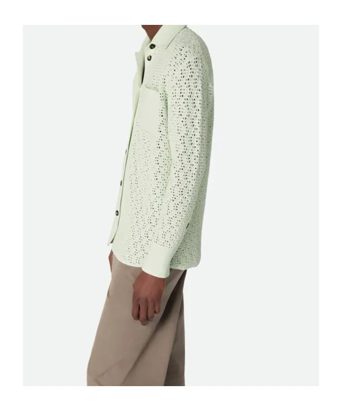 Cotton Crochet Knit Shirt