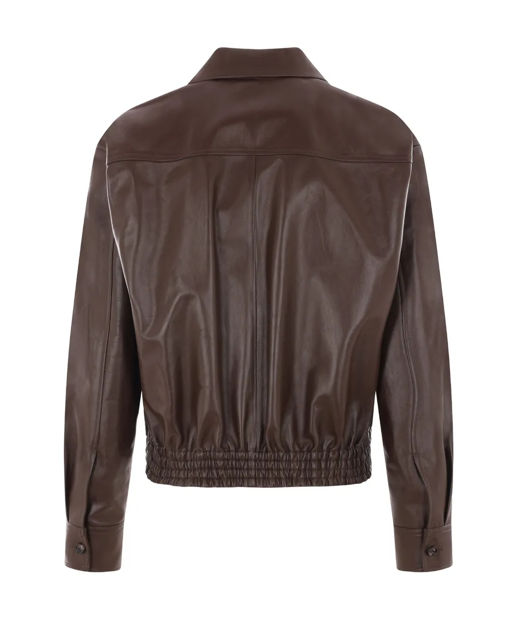 Long-Sleeved Leather Jacket